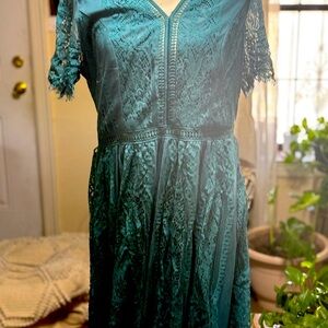 Beautiful long green dress with two layers